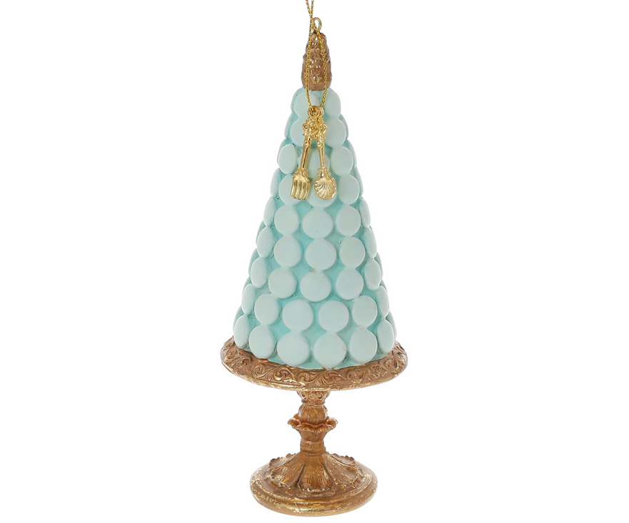 Фигурка новогодняя подвесная BonaDi Торт Macaron на подставке Мятный (838-422)