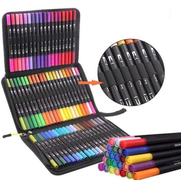 Набор маркеров двухсторонних акварельных в чехле 80 шт. (VB-80) - фото 5