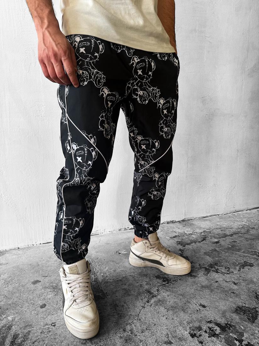 Спортивні штани 12-209 плащівка на підкладці S Чорний (23151)