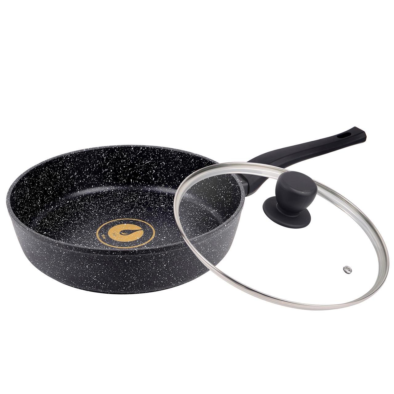 Сковорідка з антипригарним мармуровим покриттям Ringel RG-1107-26 Koriander з кришкою 26 см Чорний