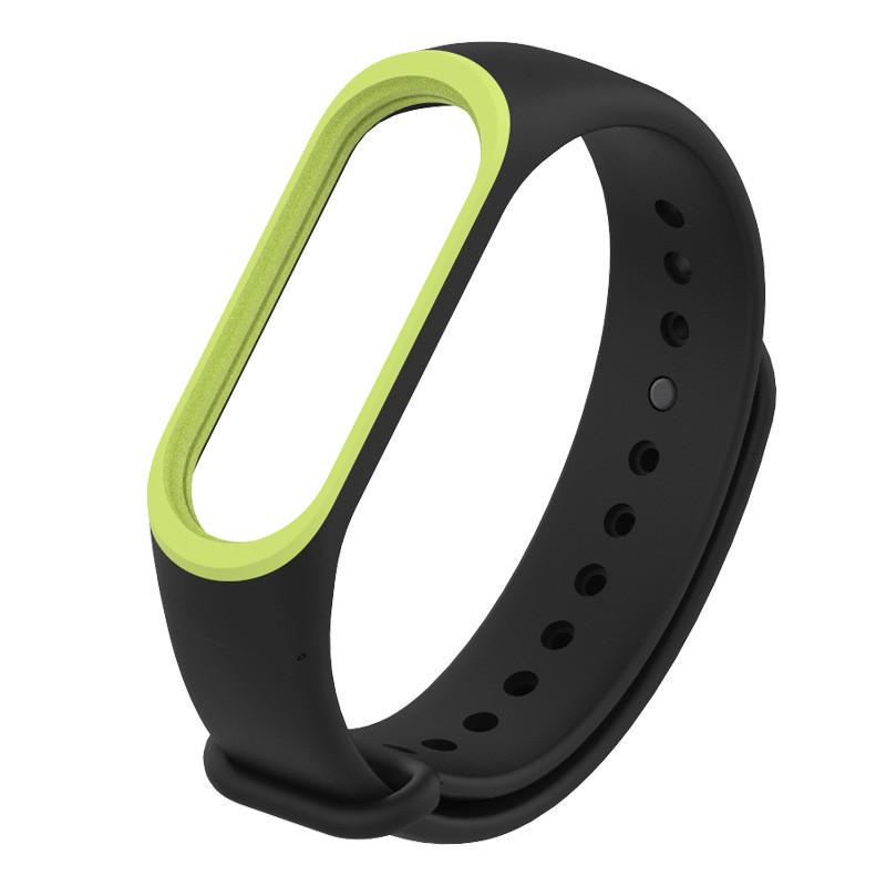 Ремешок для смарт-часов Xiaomi Mi Band 4/3 MiJobs силиконовый с рамкой Черный/Зеленый (1644P)