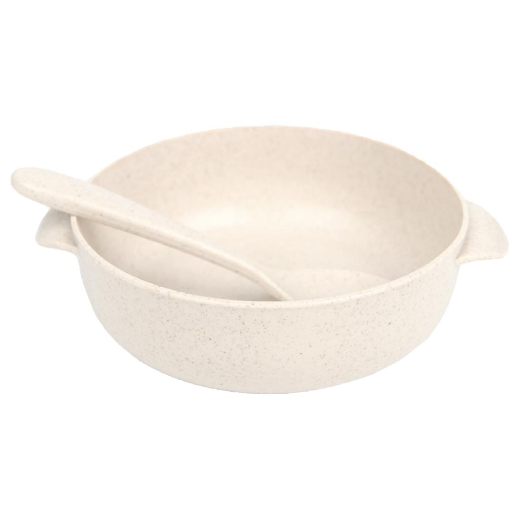 Тарілка з ложкою Lesko A238 Beige (1399532)