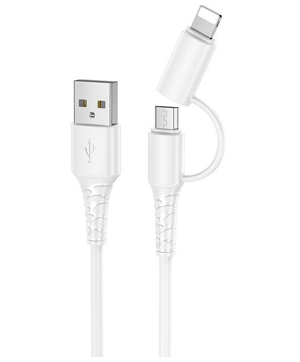 Кабель Hoco Combo Micro USB/Lightning 2в1 X54 1 м 2,4A White - фото 1