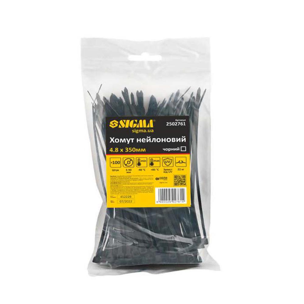 Хомут нейлоновый Sigma 4,8x400 мм 100 шт. Черный (2502771)