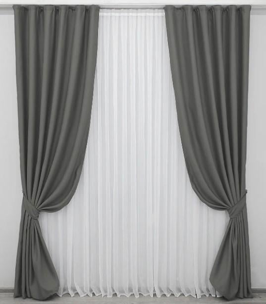 Комплект штор в гостиную/спальню Fusion Dimout блекаут 1,5х2,7 м 2 шт. Графитовый (793ш)