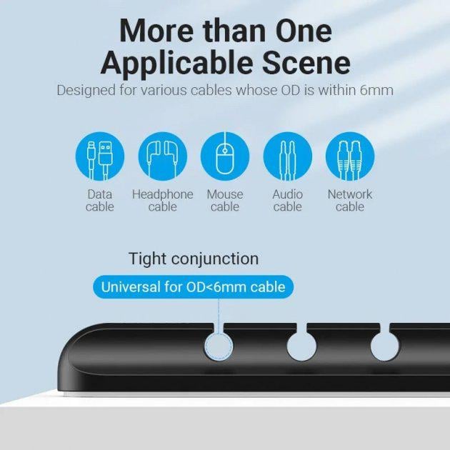 Органайзер для кабеля Vention 7 Ports Desktop Cable Manager 7 проводов Черный - фото 3