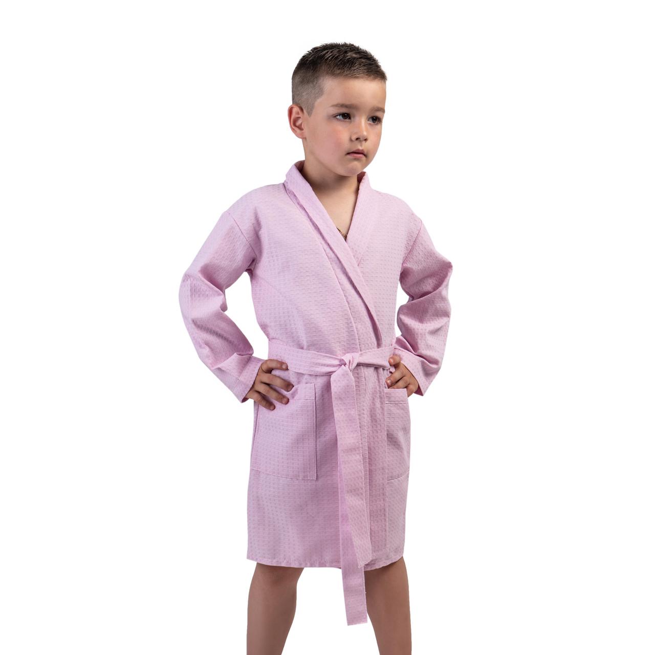 Детский вафельный халат Luxyart 8-14 лет р. 34-36 Розовый (LM-190)