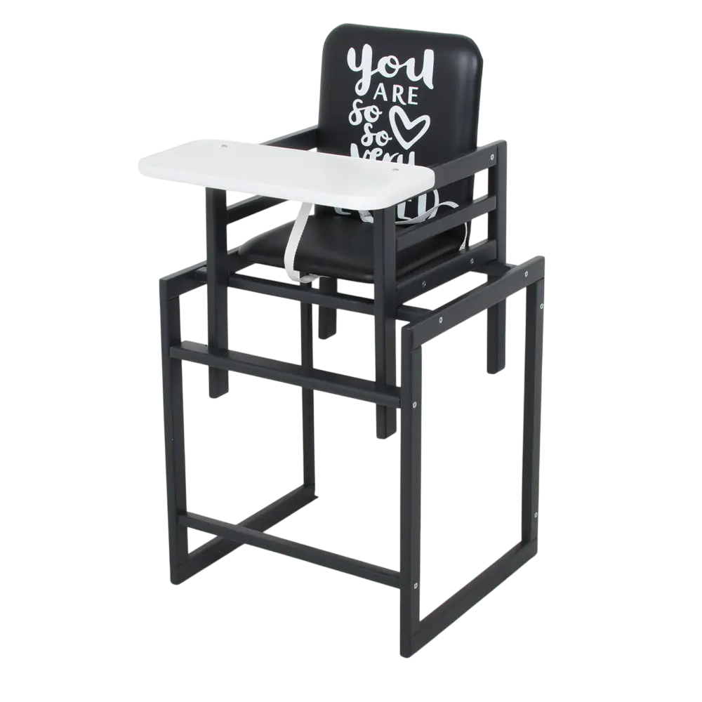Стільчик-трансформер дитячий для годування Ommi Graphite дерев'яний 90х46х44 см Чорний/Білий (150-7-Graphite Білий)