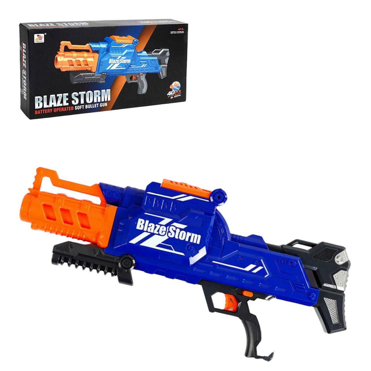 Бластер с автоматической подачей 40 мягких патронов 56 см Синий (160040) Бластер с автоматической подачей 40 мягких патронов 56 см Синий (160040)