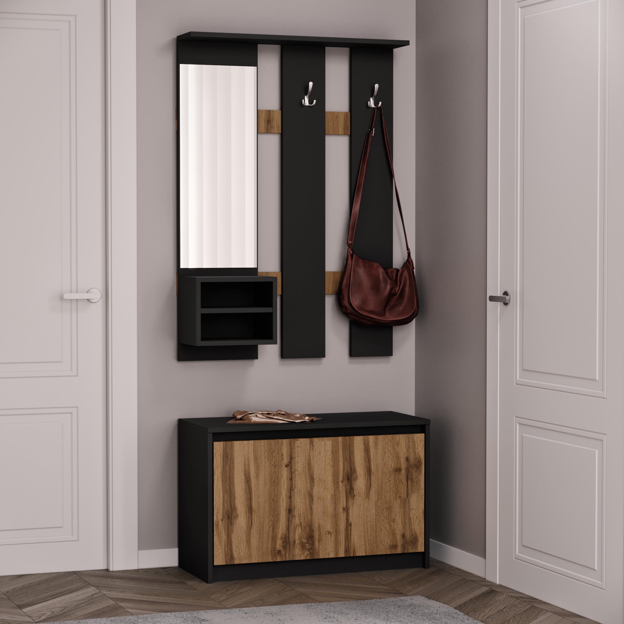 Прихожая ПР-1 110х80х20 см 52х80х34 см Антрацитовый/Тахо