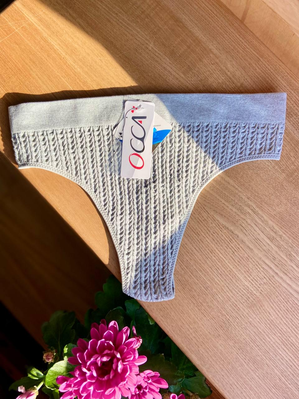 Трусы стринги женские текстурные на высокой посадке с ласточкой One size (2411-6)