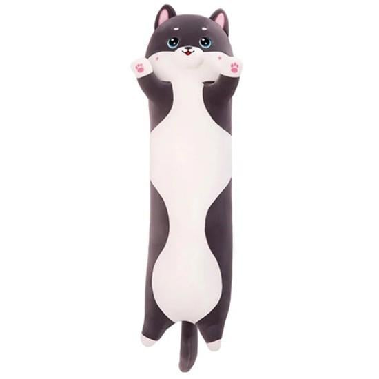 Мягкая игрушка-подушка Длинный Кот обнимашка 70 см Темно-серый (5216de3f)