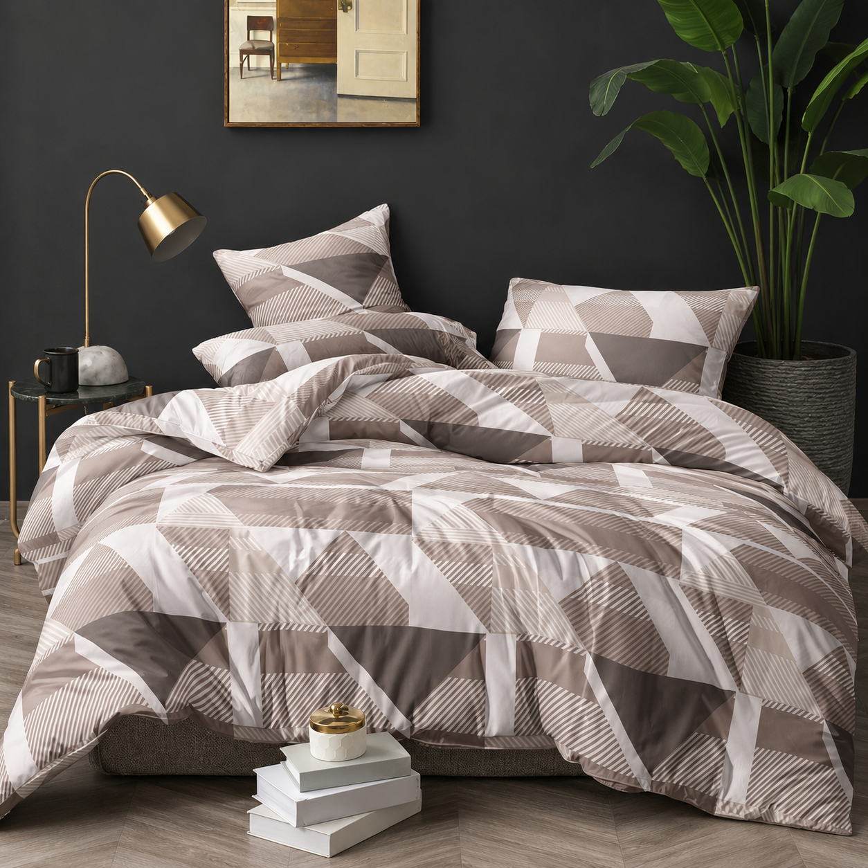 Комплект постельного белья Triangles Beige полуторный полиэстер 150х220 см (T75-ROL109/1.5)