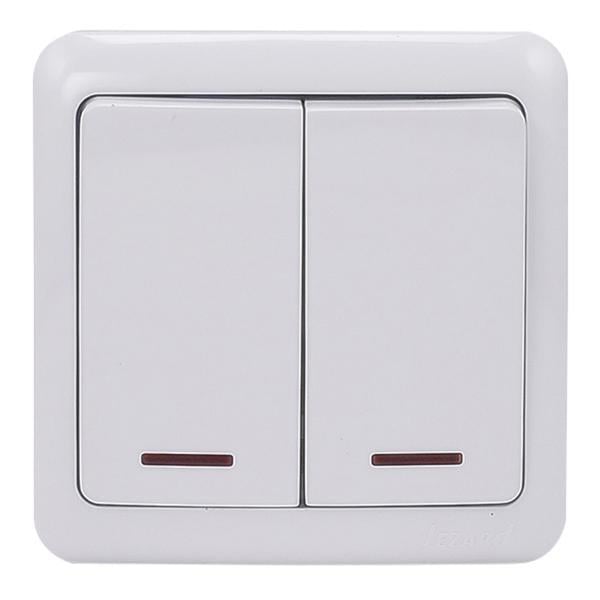 Выключатель двухклавишный Lezard VIOLA 751-0200-112 с подсветкой Белый (27551251)