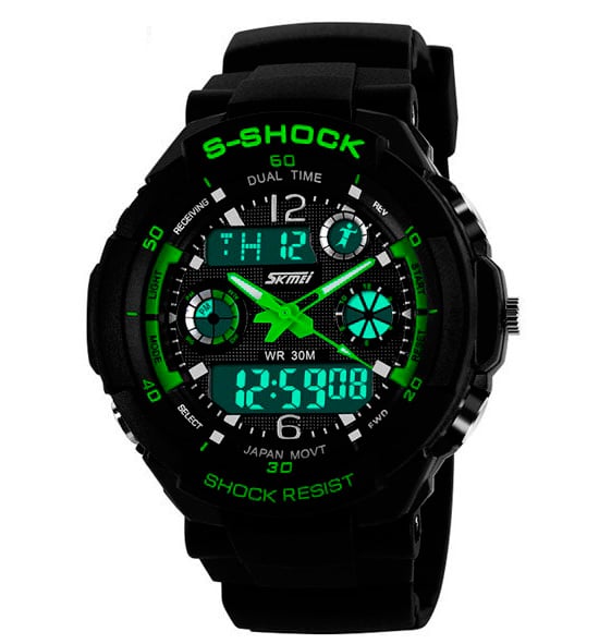 Часы наручные мужские Skmei S-Shock Green (0931)