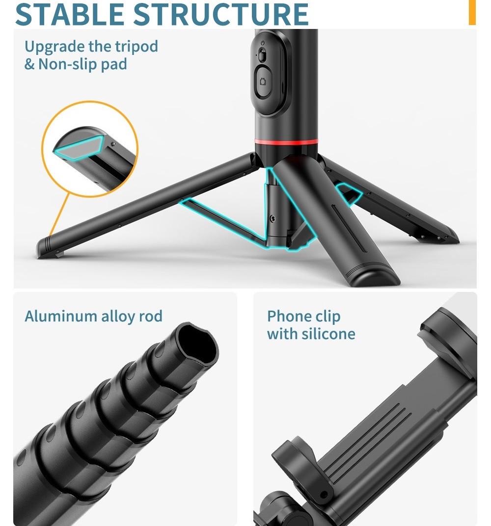 Селфи-монопод Q12S Bluetooth Tripod 0,76 м Black - фото 7