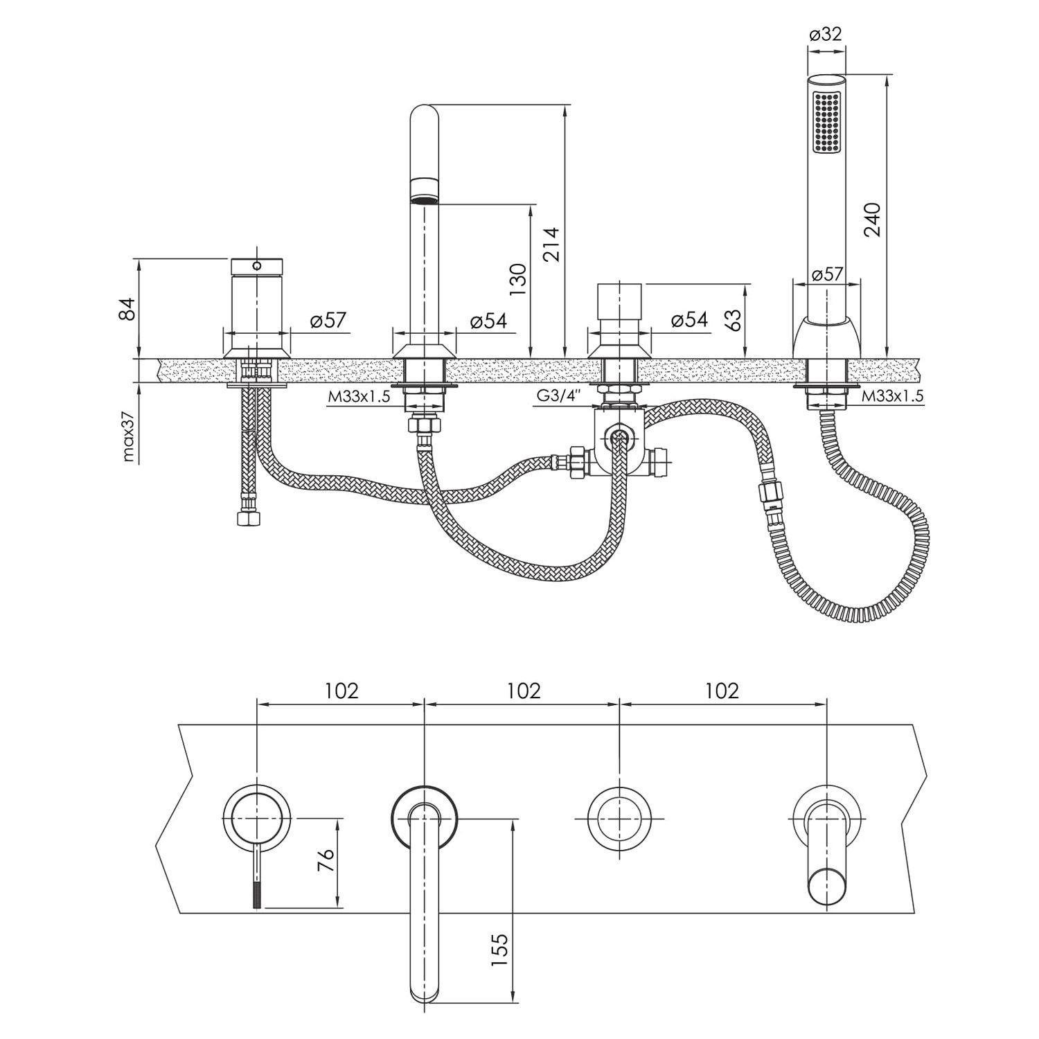 Смеситель для ванны Imprese Brenta Хром (ZMK071901050) - фото 2 Смеситель для ванны Imprese Brenta Хром (ZMK071901050) - фото 2