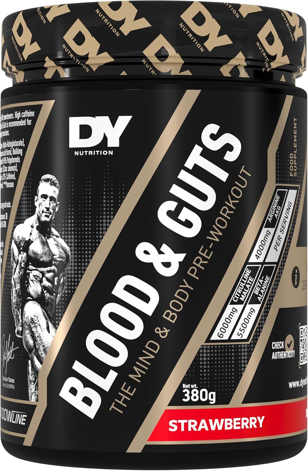 Предтренировочный комплекс Dorian Yates Nutrition BLOOD&GUTS 380 г Strawberry