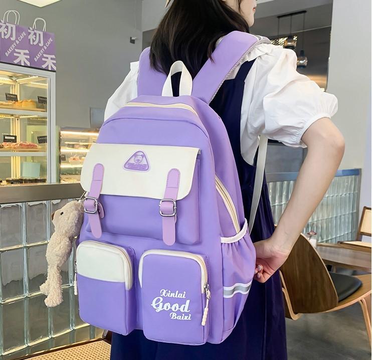 Рюкзак школьный для девочки Good 5в1 шоппер/пенал/сумочка/кошелек Фиолетово-белый (DR017868) - фото 3 Рюкзак школьный для девочки Good 5в1 шоппер/пенал/сумочка/кошелек Фиолетово-белый (DR017868) - фото 3