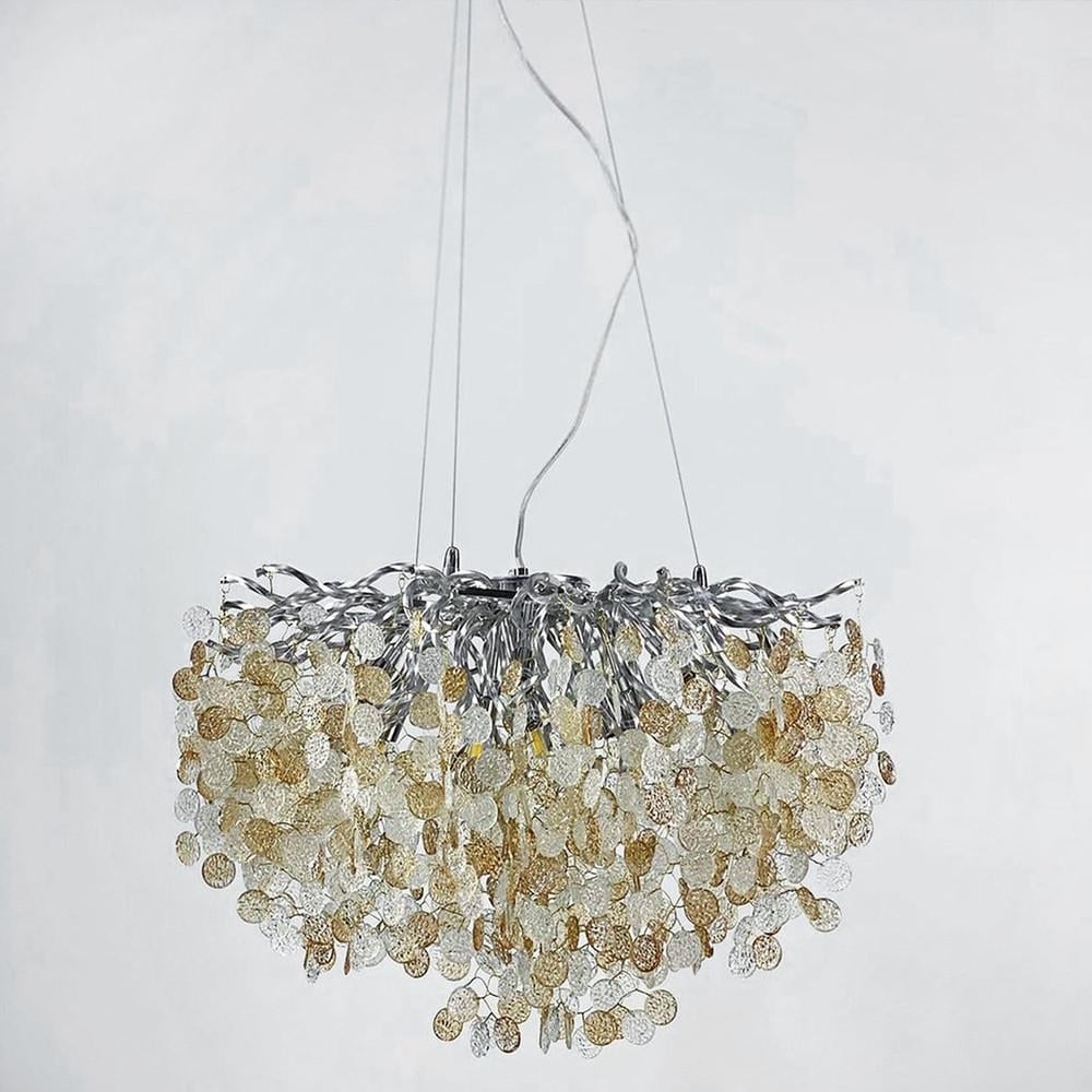 Люстра в хромовом корпусе с пластинами из комбинированного стекла (MD 9046 CH)