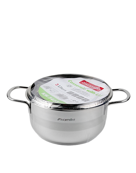Каструля з кришкою Kamille з нержавіючої сталі для індукційної та газової плити 3 л (5413) - фото 3 Каструля з кришкою Kamille з нержавіючої сталі для індукційної та газової плити 3 л (5413) - фото 3