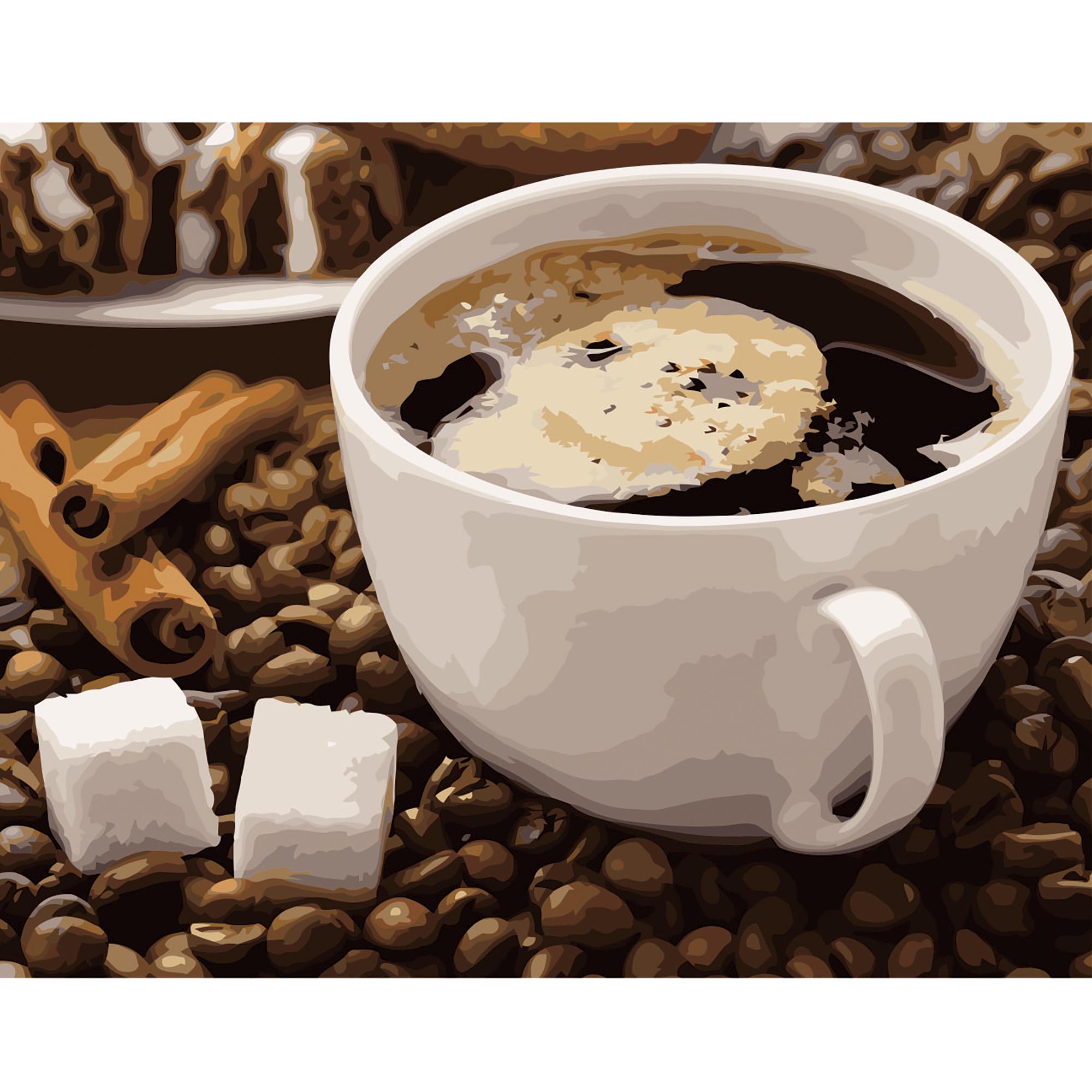 Картина по номерам Strateg Премиум Кофе с корицей с лаком 40х50 см (VA-2657)