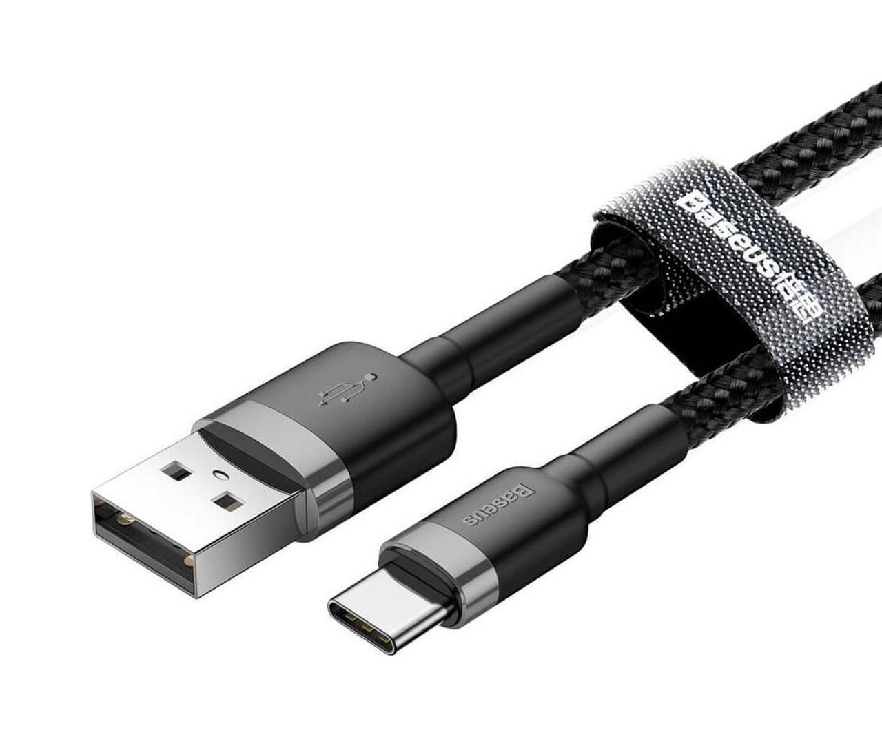 Кабель для зарядки телефона/смартфона Baseus Caful USB-Type-C 3 А 0.5 м Чорний/Сірий (CATKLF-AG1) - фото 3