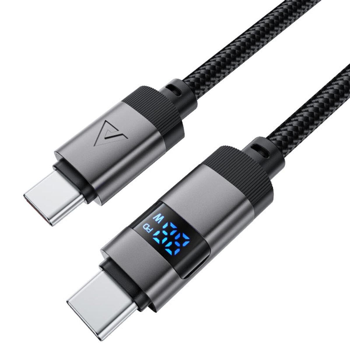 Кабель Acefast C15-03 USB-C до USB-C 60W з цифровим дисплеєм нейлонова обплетення 1,2 м Чорний (612454) - фото 4