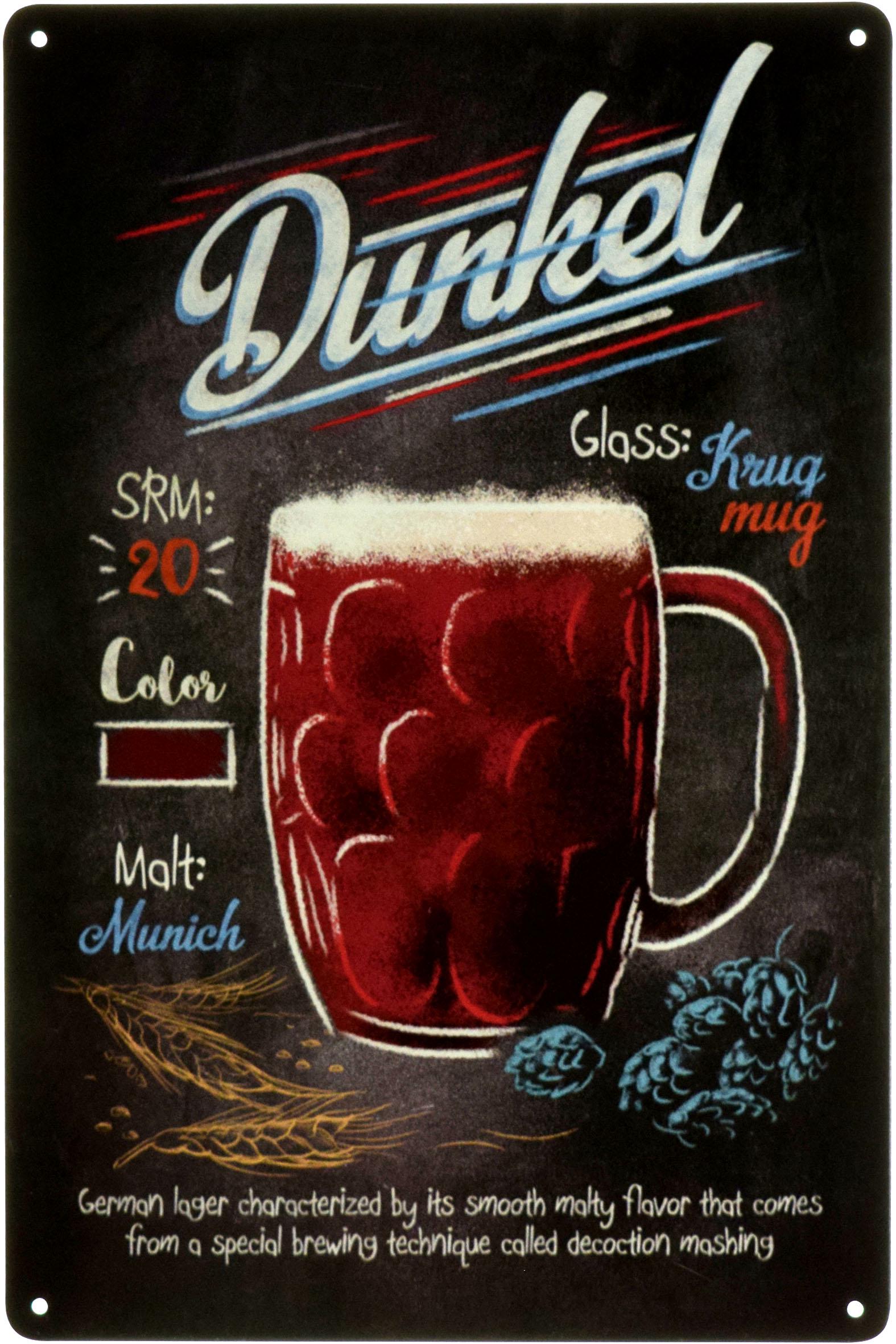 Табличка металлическая Пиво Дункель/Beer Dunkel 20x30 см