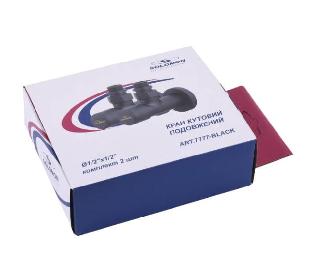Набор вентильных угловых кранов с американкой Solomon 7777 1/2" Черный - фото 6 Набор вентильных угловых кранов с американкой Solomon 7777 1/2" Черный - фото 6