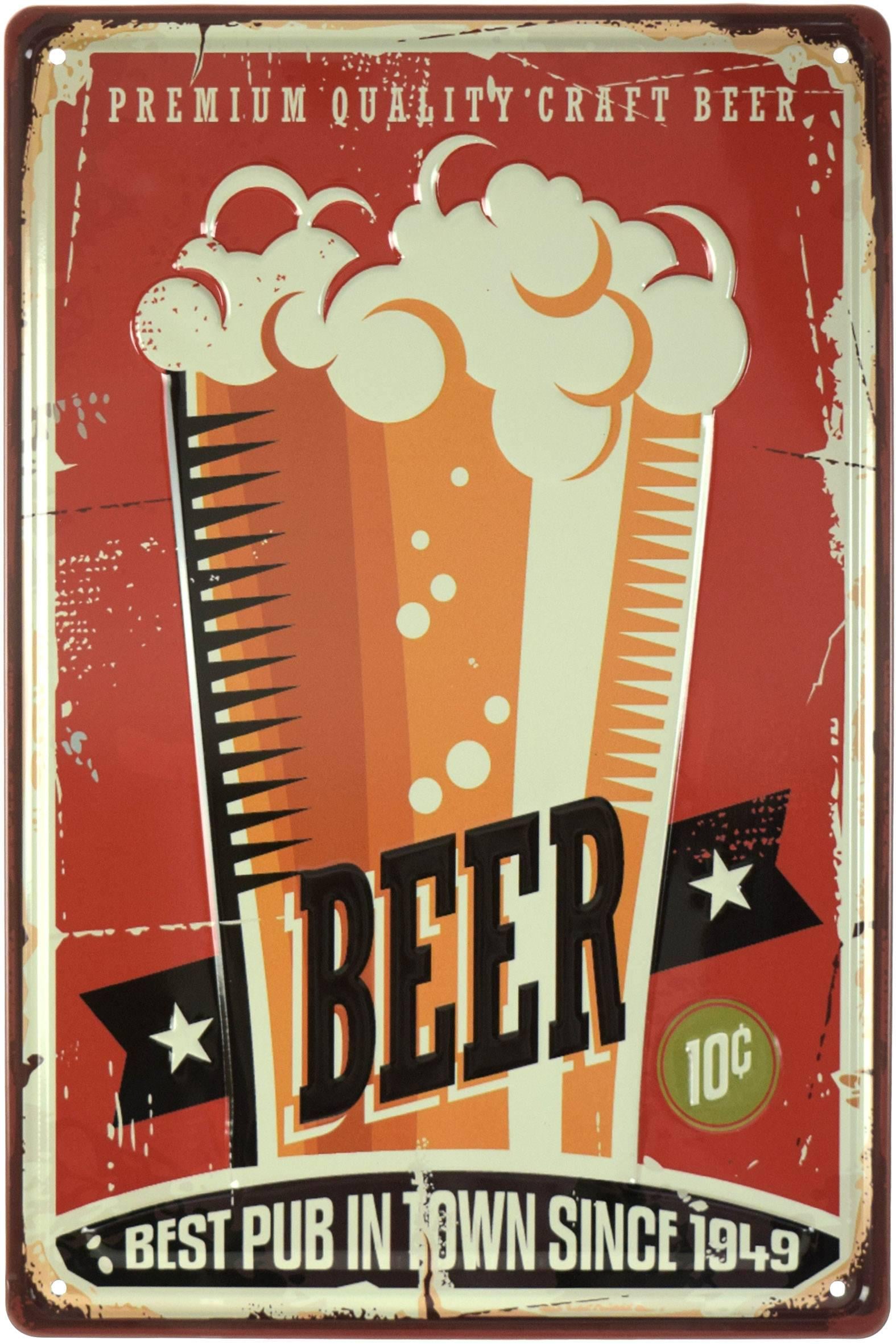 Табличка металлическая Пиво Пиво Высшего Качества/Beer Premium Quality Craft Beer 20x30 см
