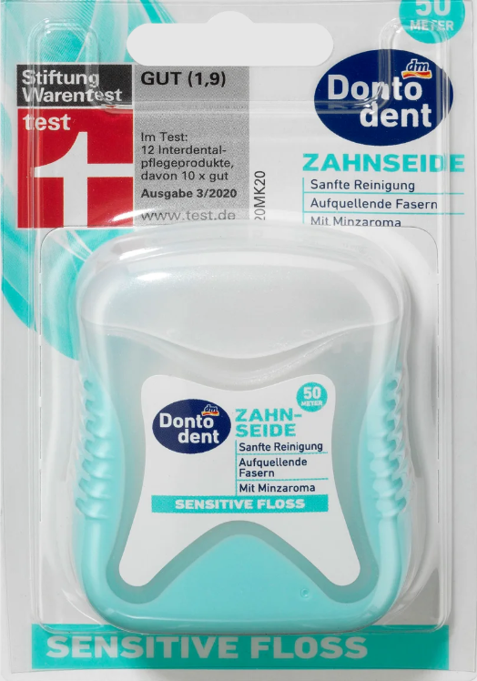 Зубна нитка Dontodent sensitive floss 50 м (4058172627484) - фото 1