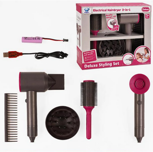 Игрушечный набор парикмахера 1020 A функциональный фен/расческа/щетка для волос/2 насадки/в коробке