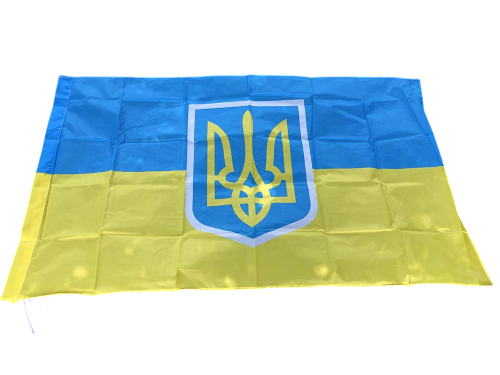 Флаг Украины с большим гербом 90x150 см