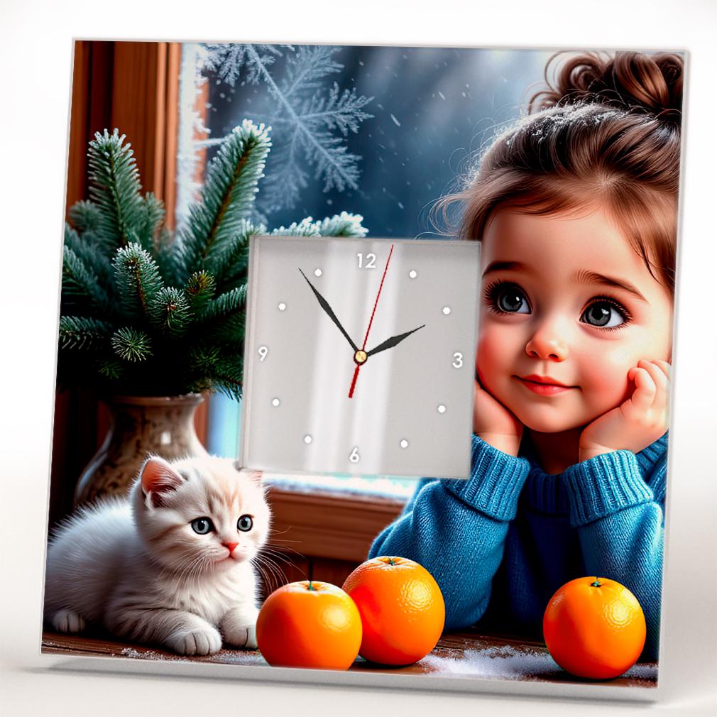 Часы Девочка и зима 260x260 мм (C04660)