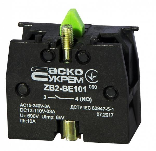 Контактный блок АСКО ZB2-BE101 1NO 3A 240V AC/DC для кнопок XB2 (A0140010025)