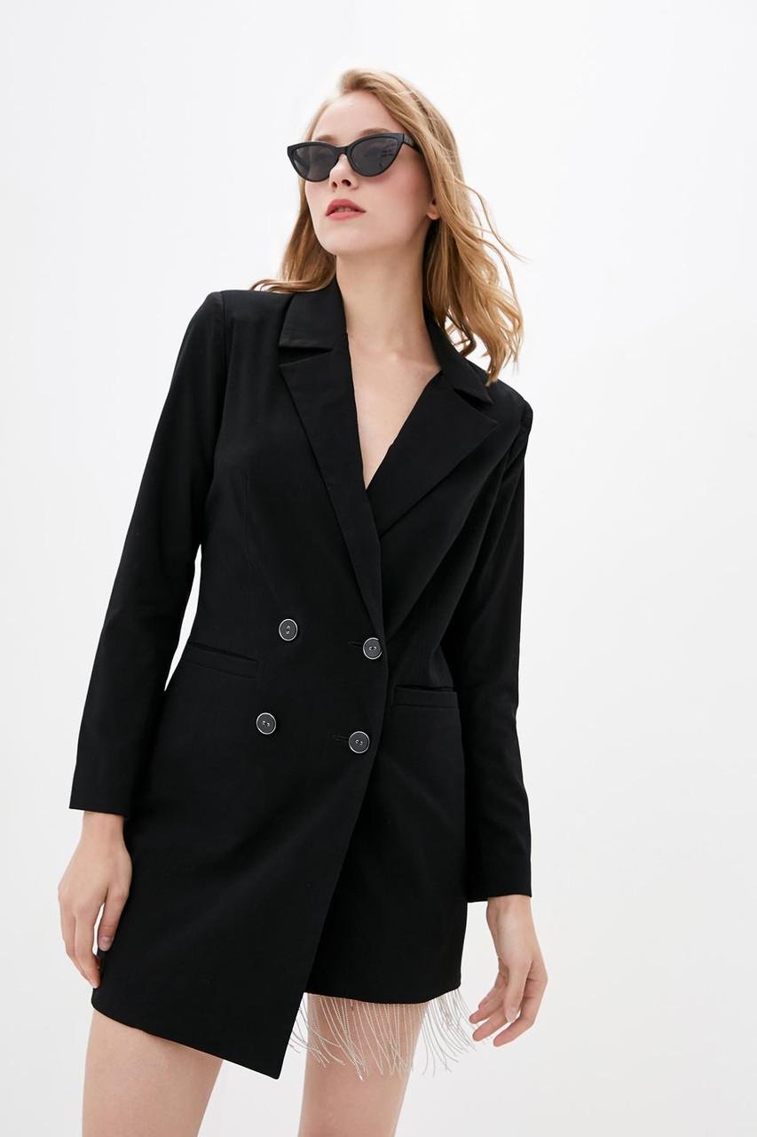 Женское платье-пиджак с вырезом на спине Modna Kazka MKRM3021 р. 40 Черный