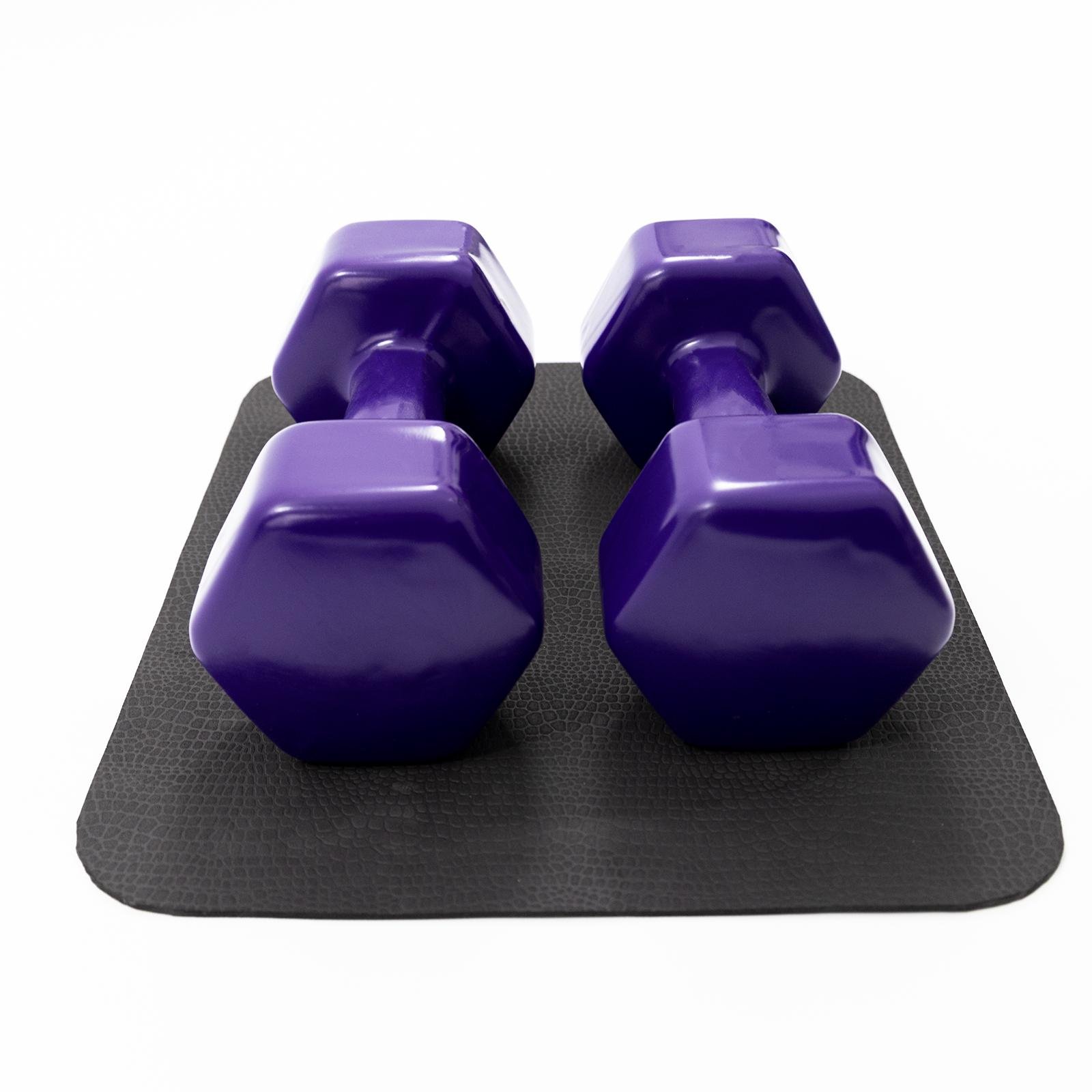 Гантелі вінілові з килимком OSPORT Profi 2 шт. 7 кг Фіолетовий (OF-0207) - фото 3