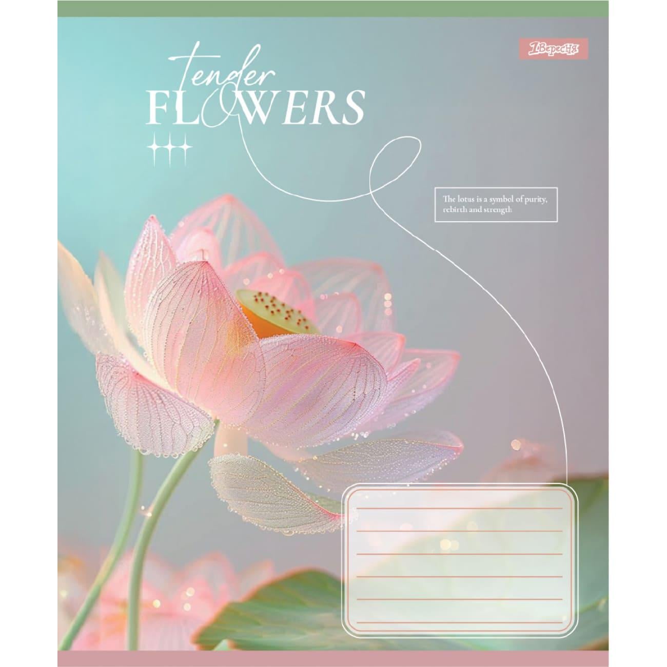 Тетрадь школьная 1 Вересня Tender Flowers клетка 60 л. (768082)