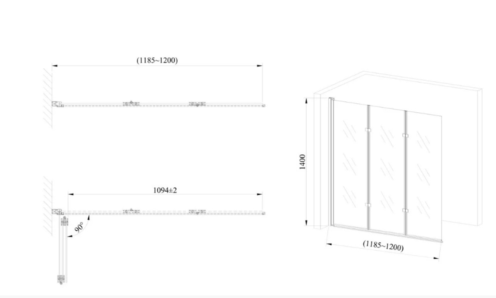 Скляна шт.орка для ванни AVKO Glass 542-7 120х140 см Clear - фото 2