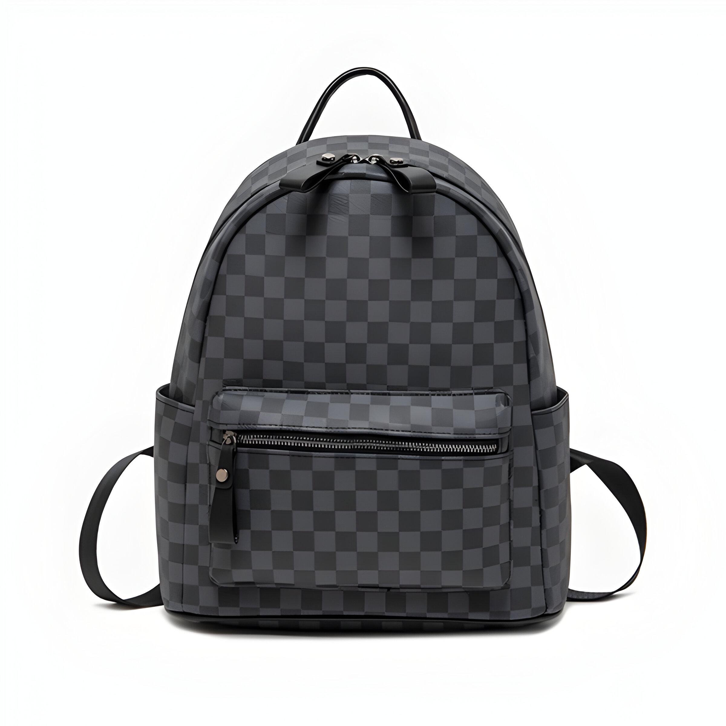Рюкзак женский повседневный в клетку 30х13х35 см Черный (2255) - фото 1