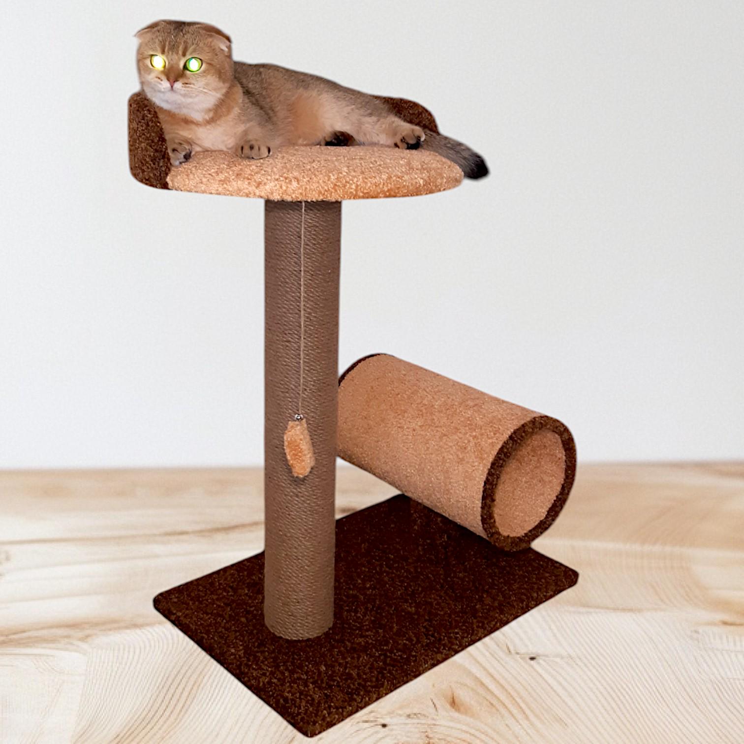 Игровой комплекс когтеточка небольшой с туннелем для кошек котят