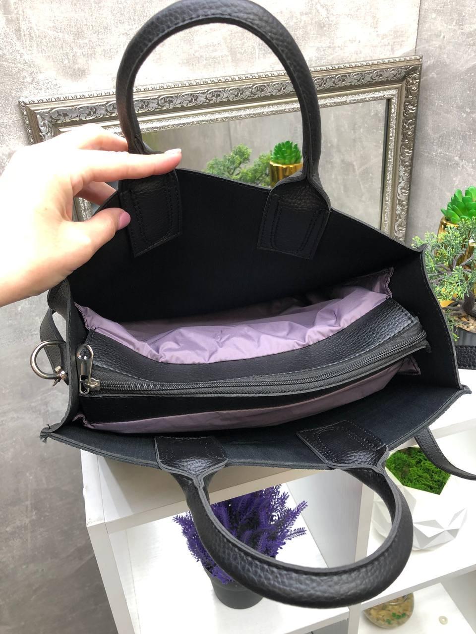 Сумка тоут женская через плечо большая из экокожи классическая вмещает А4 Черный - фото 4 Сумка тоут женская через плечо большая из экокожи классическая вмещает А4 Черный - фото 4