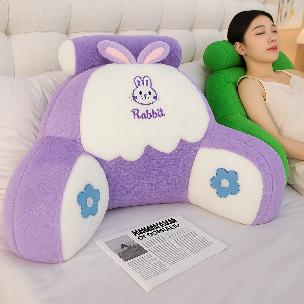 Подушка-спинка м'яка для читання з додатковою подушкою що знімається 60х40 см Фіолетовий