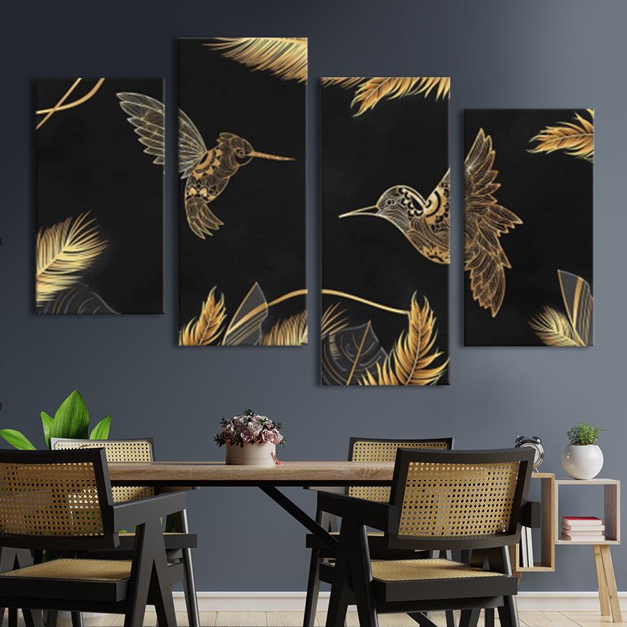 Картина модульная из 4 частей Золотые колибри L 129x90 см (MK412813)