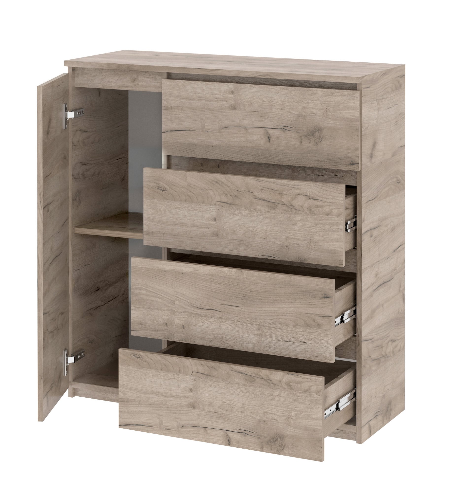 Комод Мастер Форм с тумбой и 4 выдвижными ящиками 90х37,6х95 см Дуб крафт серый (6499a68367590a7f986333f5)