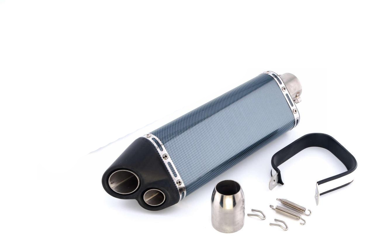 Глушитель тюнинг mod:4 118 Три-овал Карбон светлый прямоток 370х105 мм (2177153837)