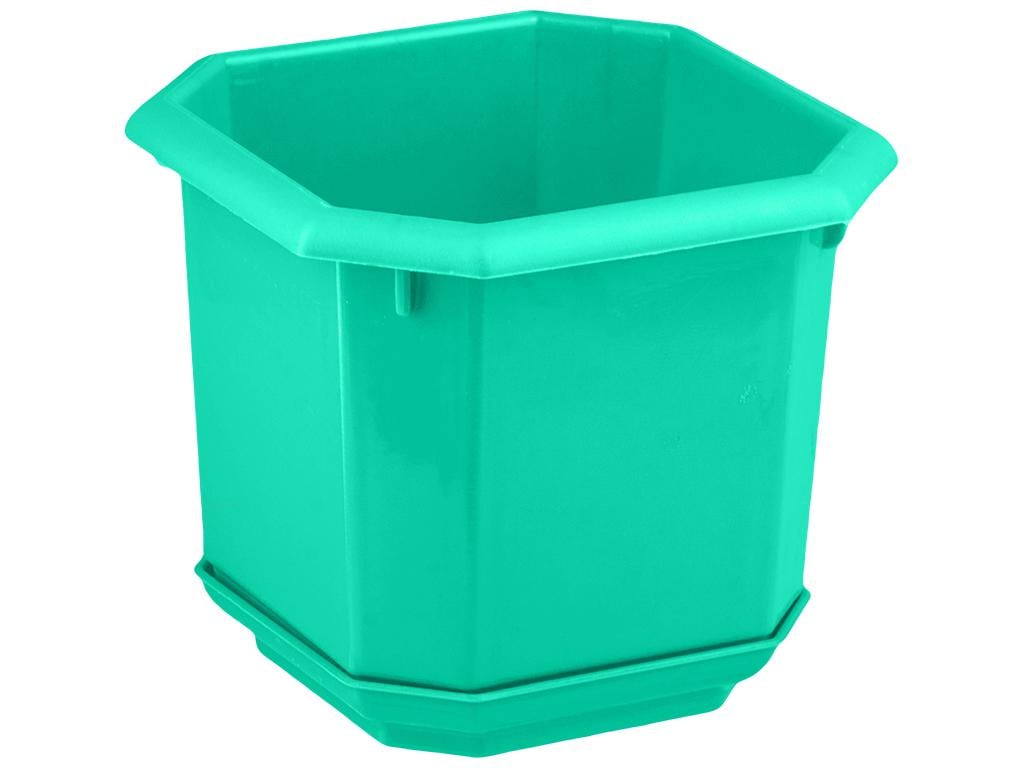 Цветочный горшок с подставкой 12,5x12,5 см/16x16 см Бирюзовый MCS-11096-2 Цветочный горшок с подставкой 12,5x12,5 см/16x16 см Бирюзовый MCS-11096-2