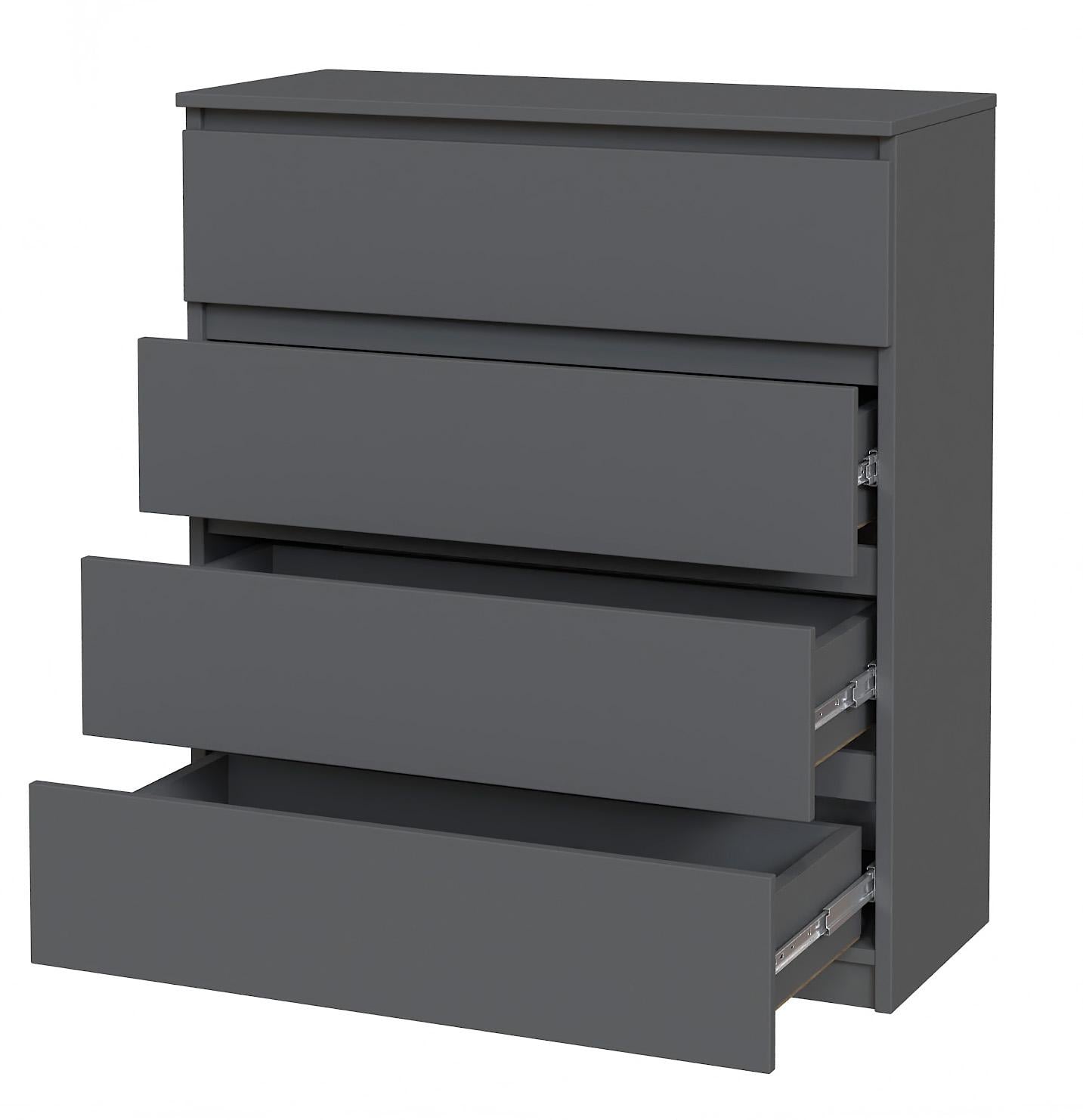 Комод для спальни с выдвижными ящиками Мастер Форм Брайт 4 ящика/телескопические направляющие 90х37,6х95 см Антрацит (11195059)