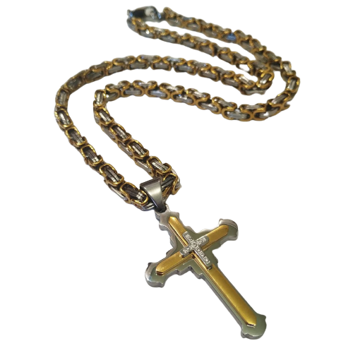 Цепочка мужская из медицинской стали Steel Rage 0,5х57 см с крестиком